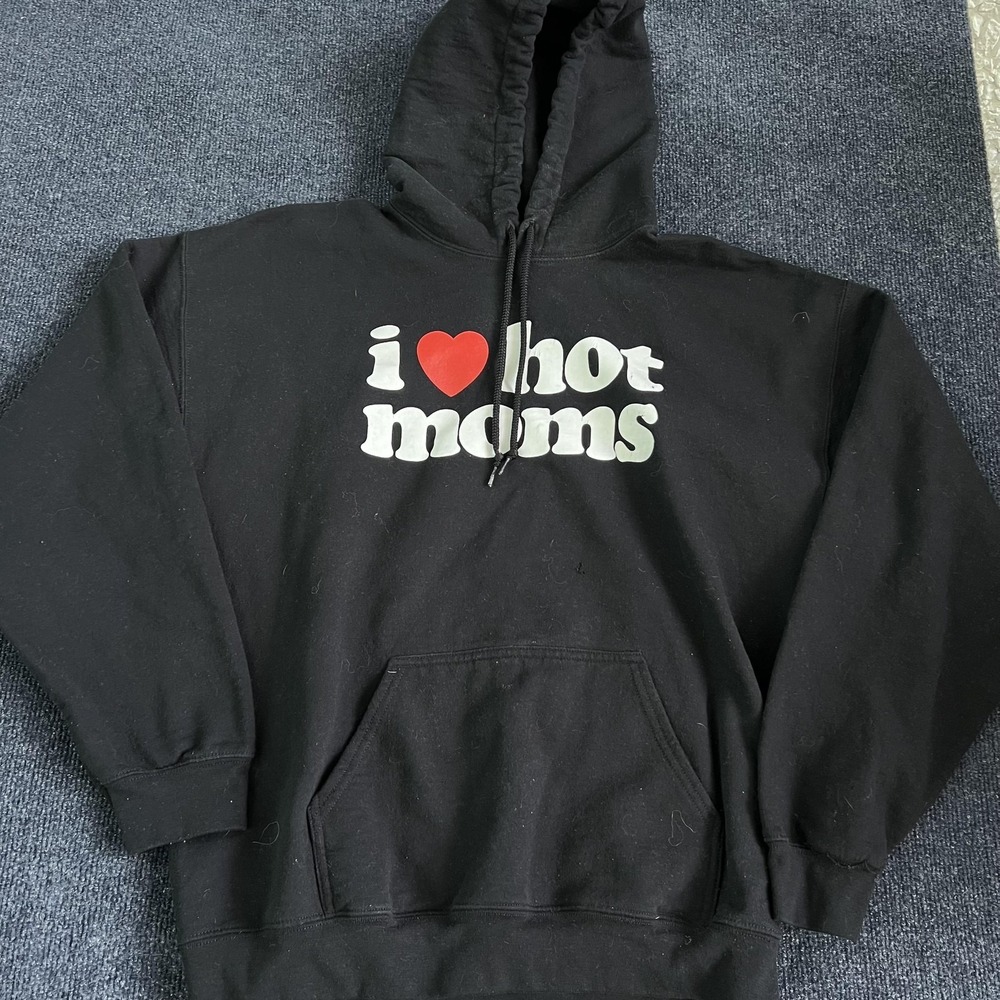 Danny Duncan Hoodie Mens Large Black I Love Hot Moms Graphic Pullover Sweatshirt
